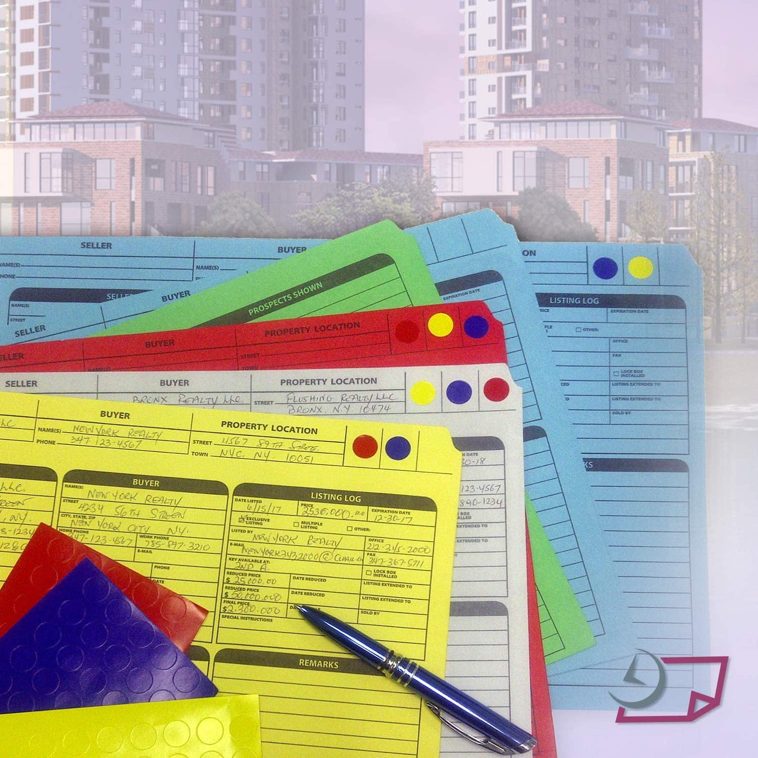 Real Estate Listing Folder  Right Panel List, Pre-Printed on Durable Card Stock with Closing Checklist and Color-Coded Dots for Organizing Gray, Letter Size  Pack of 25