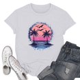 thumbnail image 2 of NAMTYQX Womens Summer Tops Crew-Neck mit Muster Plus Size Printed Loose Cool Short Sleeve Stretchy Trendy Summer Shirts for Women 2025 White Size XL, 2 of 5