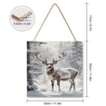 thumbnail image 2 of Winter Decor Reindeer Wood Sign Christmas Decorative Sign Hanging Wooden Plaque Decoration Winter Wood Hanging Door Sign 12x12 inches, 2 of 8