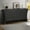 Black, variant on Noble House Refined Industrial 4-Door Credenza with Wooden Arc Legs & Bronze Clasps – Advanced Storage Design, Solid Craftsmanship, Black