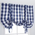 thumbnail image 6 of Buffalo Check Plaid Balloon Drape Shade Tie Up Roman Valance Rod Pocket Classic Window Treatment Semi Blackout Curtains for Small Window Farmhouse Kitchen Navy 23"W x 47"L, 6 of 7