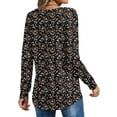 thumbnail image 4 of Shine Up Floral Blouses for Women Pleated Long Sleeve Shirts Casual Crewneck Tunic Tops, 4 of 7