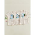 thumbnail image 3 of BemeyourBBs Toddler Baby Boys Birthday Duck Outfits 1st 2nd 3rd Years Old Birthday Summer Clothes Letter Embroidery Short Sleeve Waffle Knit T Shirt Tops and Shorts Set, 3 of 9