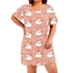 thumbnail image 2 of Camisolas cortas para mujer, primavera/verano, holgadas, cuello redondo, bonitas, estampadas, de manga corta, para casa, falda de algodón de imitación para mujer, 2 of 6