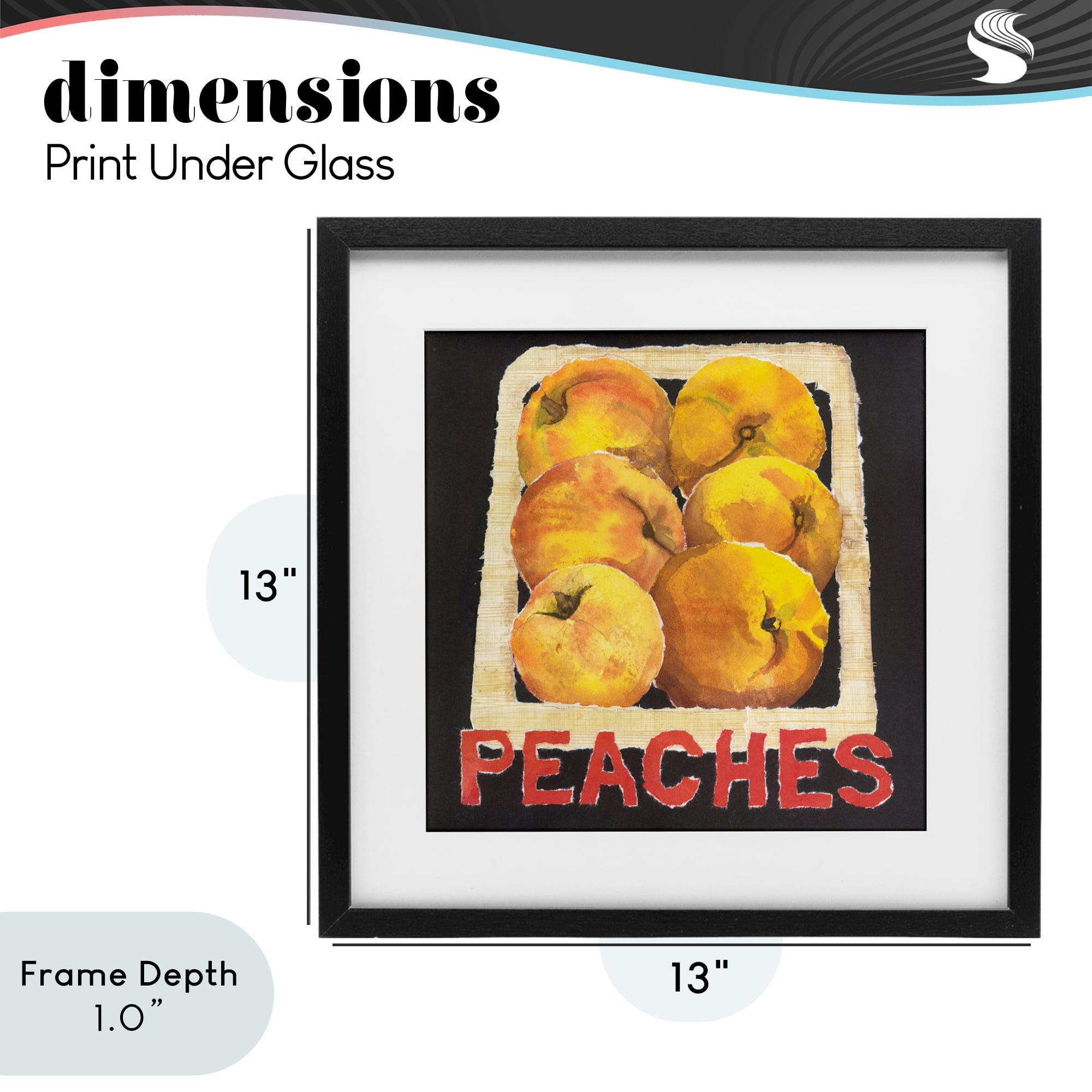 Stupell Industries Collaged Garden Peaches Black Framed Print Under Glass, design by Nancy Overton