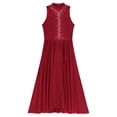 thumbnail image 5 of RUNQHUI Women Lyrical Dance Costume Mock Neck Dance Dress Leotard Morden Contemporary Ballet Burgundy XL, 5 of 7