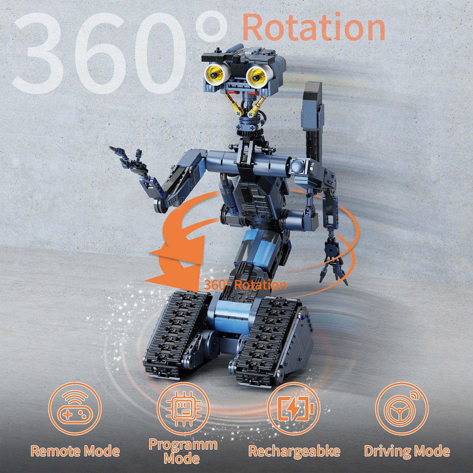Johnny 5 RC Robot Model Toys, Johnny 5 Robot Building Block Set Compatible for Lego, Stem Educational Gift Set for Age 6 7 8 9 10 11 12+ Boys Girls(1176 Pcs)