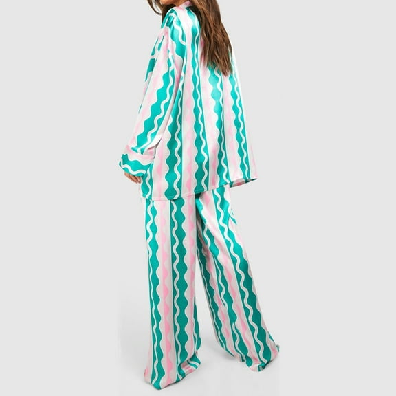 Pajamas Women's Long Sleeve Pj Set Soft 2 Piece Loungewear Sleepwear with Jogger Pants XS-3XL,Blue,L