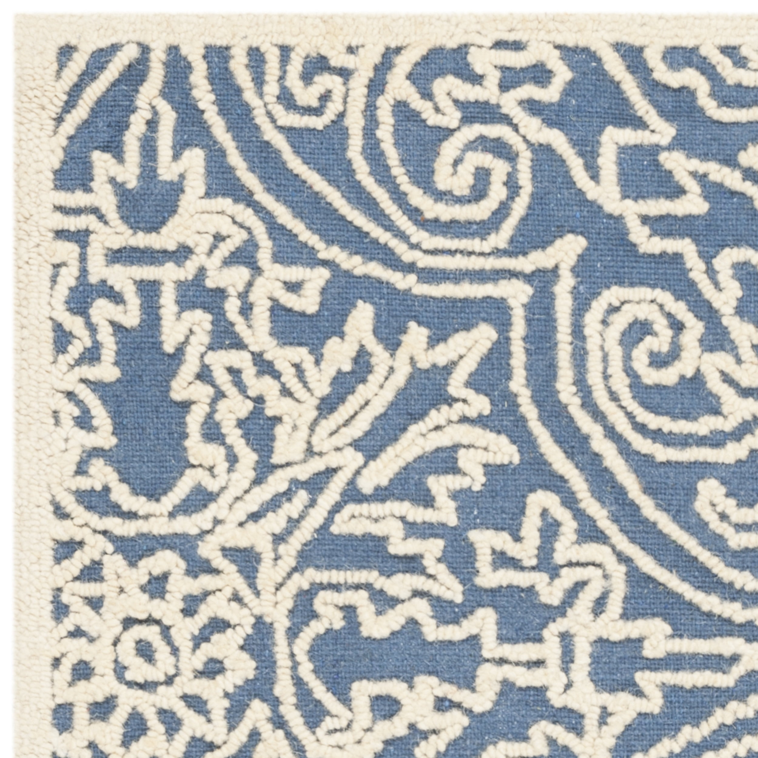 SAFAVIEH Trace Burton Geometric Wool Area Rug, Blue/Ivory, 4' x 6'