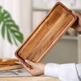 thumbnail image 4 of WUXIAB Acacia Wood Serving Tray,Wooden Charcuterie Board,Rectangular Cheese Board,Rectangular Wooden Charcuterie Board,Small Serving Platter for Cheese,Cake,and Dessert,Rustic Farmhouse Tray,Brown, 4 of 8