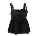 thumbnail image 6 of Lixiuxyad Womens Tank Tops Women's Casual Lace Trimmed U Neck Sleeveless Loose Fit Tank Top Pure Color Summer Camisole Comfortable Stretchy Blouse,Black, 6 of 6