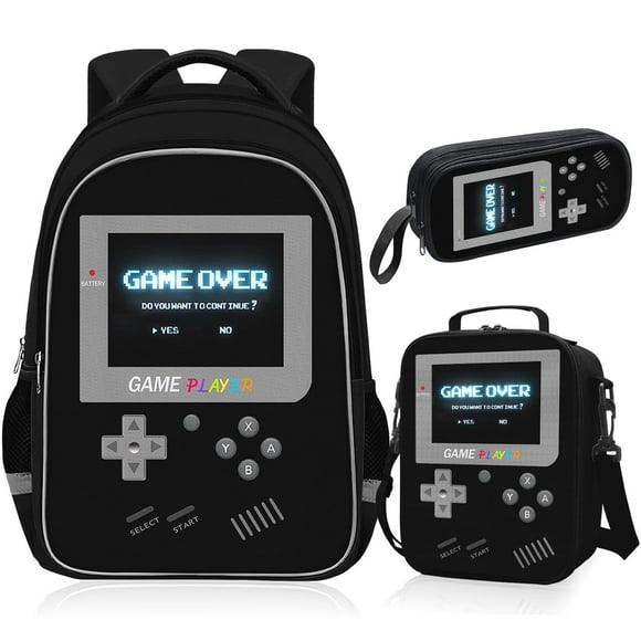 Juego de mochilas TILYTADLY de 3 piezas Game Print Boys School