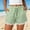 *Green, variant on Women's Lace Hem Linen Blend Striped Shorts, Elastic High Waist Drawstring Shorts with Pockets Black,Women's Plus M