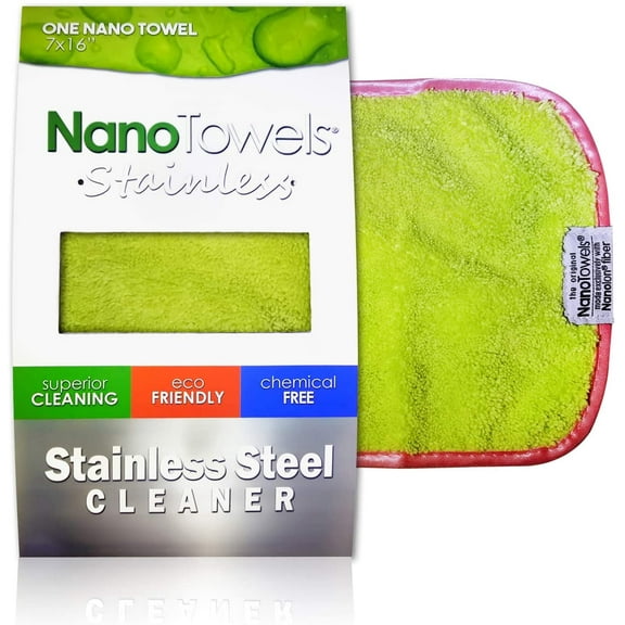 Nano Towels Stainless Steel Cleaner | The Amazing Chemical Free Stainless Steel Cleaning Reusable Wipe Cloth | Kid & Pet Safe | Light Green 7x16" (1 pc)