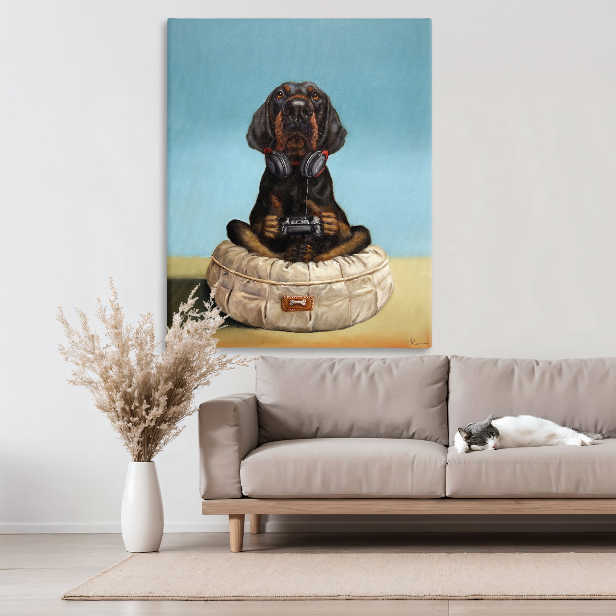 Stupell Industries Game Boy Playing Dog Canvas Wall Art, design by Lucia Heffernan