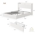 thumbnail image 2 of Senfot Full Size Platform Bed Frame, Lighted Upholstered Bed Frame with 4 Storage Drawers and Headboard, No Box Spring Needed, Wooden Slats Support, Noise-Free, Easy Assembly, White, 2 of 8
