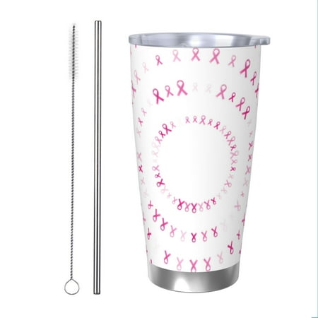

Bingfone Breast Cancer Awareness (4) for 20 Oz Stainless Steel Travel Mug Double Wall Water Coffee Cup for Home Office Outdoor Works Great for Ice Drinks and Hot Beverage-Straw Two-piece Set