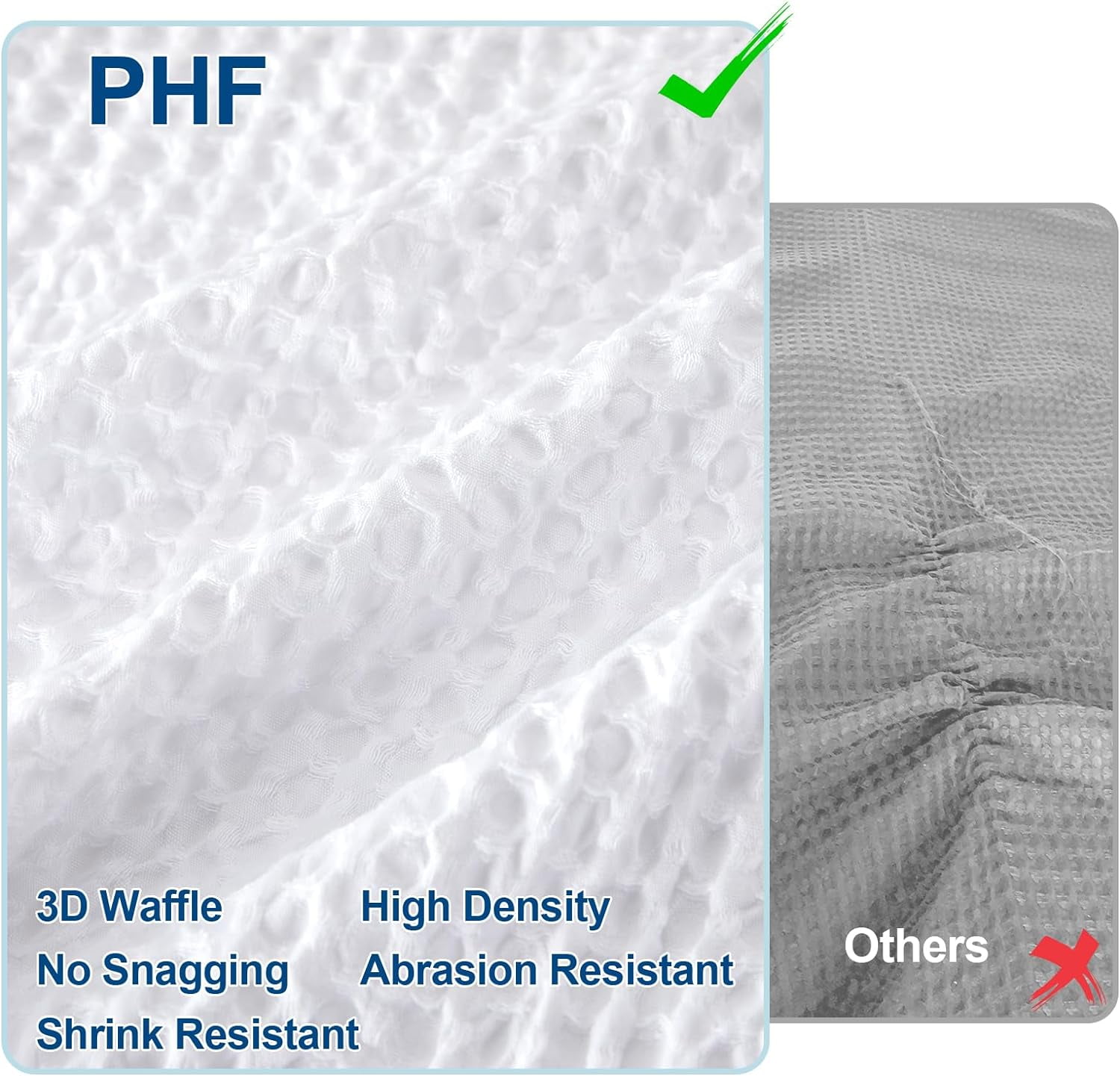 PHF Waffle Duvet Cover Set Queen Size, 3 Pieces Soft Breathable Bedding Comforter Cover for All Seasons, Waffle Textured Duvet Cover with 2 Pillow Shams Bedding Collection, 90"x90", White