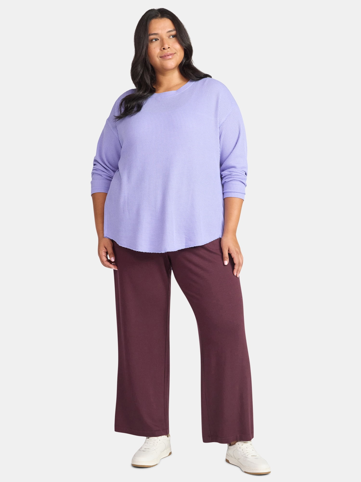 Terra & Sky Women’s Plus Waffle Knit Tunic Top, Sizes 0X-4X