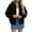 Black, variant on Women's Textured Jacquard Hooded Jacket, Fashionable Zip Up Coat, Lightweight Casual Outerwear for Spring, Soft Stretchable Polyester Blend Blazer, Trendy Streetwear Style Jacket for Women Black L