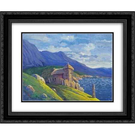 Nicholas Roerich 2x Matted 24x20 Black Ornate Framed Art Print 'Hermitage at the lake'