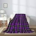 thumbnail image 2 of Throw Blanket for Couch Sofa and Bed, Purple tartan Buffalo Plaid Super Soft Plush Throw Blanket, Fuzzy Cuteness Comfy Warm Washable Flannel Blanket & Throws for All Season, 2 of 5