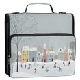 thumbnail image 2 of Water-Resistant 3-Ring Binder Organizer with Multiple Pockets Zipper Binder Bag for Office Winter Wonderland with Small Town, 2 of 8