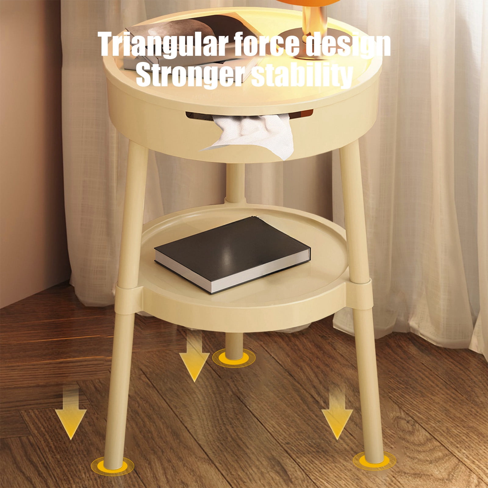 Modern Multifunctional Side Table with Drawer Storage Shelf for Living Room Bedroom Office, Portable Lightweight End Table Nightstand Study Desk Organizer