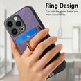 thumbnail image 6 of Allytech for iPhone 15 Pro 2 in 1 Detachable Wallet Case, Luxury Retro PU Leather Ring Kickstand Card Cash Slots Case for Women Men, Strong Magnetic Shockproof Anti-Scratch Slim Case - Purple, 6 of 11