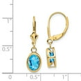 thumbnail image 2 of Real 14kt Yellow Gold 8x6mm Oval Blue Topaz Leverback Earrings; for Adults and Teens; for Women and Men, 2 of 2