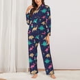 thumbnail image 2 of Fotbe Cartoon Dinosaur Conjunto de Pijama de Manga Larga para Mujer con Estampado, Ropa de Dormir de 2 Piezas, Conjunto de Casa Suave y Cómodo con Bolsillos-X-Large, 2 of 7
