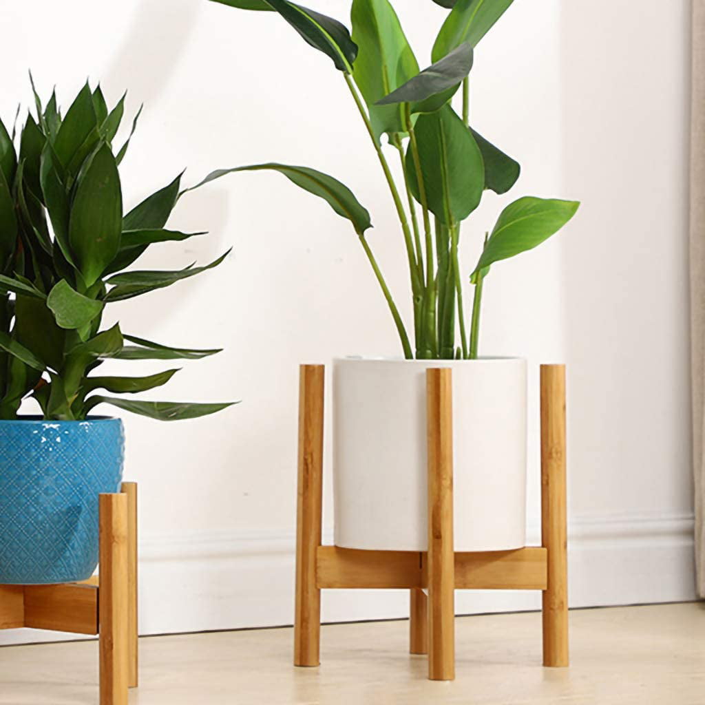Planter Stand Plant Holder Mid Century Plant Stand with Adjustable Width 8-12 inch Fits Medium Large Pots Sizes 8 9 10 11 12 inch Bamboo Plant Stand Plant Stand Plant Stands for Indoor Plants 