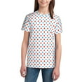thumbnail image 3 of Wukai Red Blue Polka Dots Youth Unisex Short Sleeve T-Shirt for Boys, Girls, Teens, and Kids-Large, 3 of 7