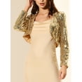 thumbnail image 5 of INSPIRE CHIC Women's Casual Long Sleeves Collarless Sequin Open Front Bolero Crop Shrug Jacket XL Gold, 5 of 7