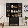 thumbnail image 3 of 70" Tall Kitchen Pantry, Modern Pantry Storage Cabinet with 6 Door Shelves and 3 Drawers, Wooden Cupboard for Kitchen, Dining Room, Living Room and Bathroom, Black, 3 of 9