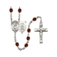thumbnail image 1 of St. Christopher / Air Force Silver-Plated Rosary 6mm January Red Fire Polished Beads Crucifix Size 1 3/8 x 3/4 medal charm, 1 of 1