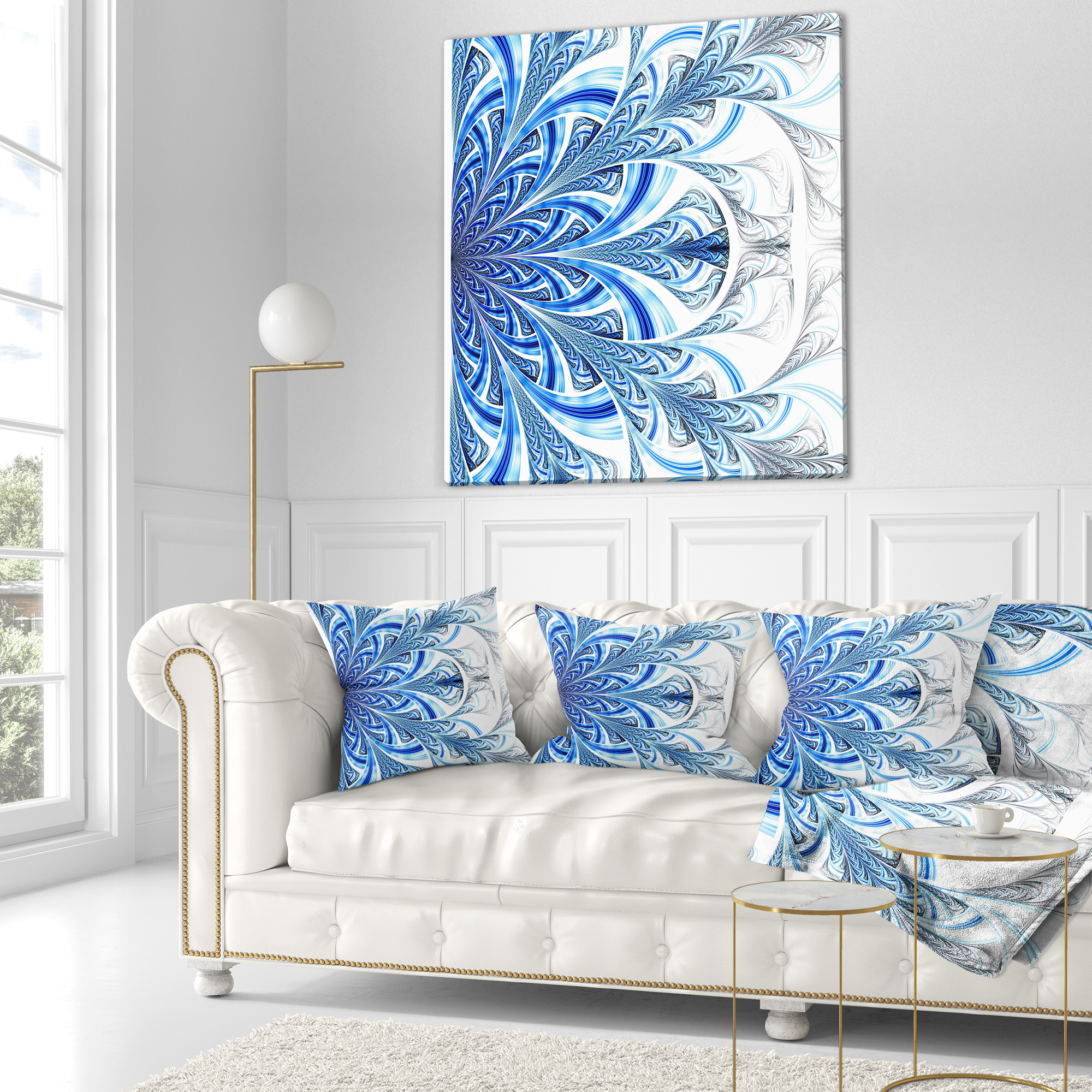 Designart 18" x 18" Blue Polyester Throw Pillow