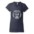 thumbnail image 2 of Wild Bobby Worry Ends When Faith In God Begins Inspirational/Christian Women Standard V-Neck Tee, Navy, X-Large, 2 of 5