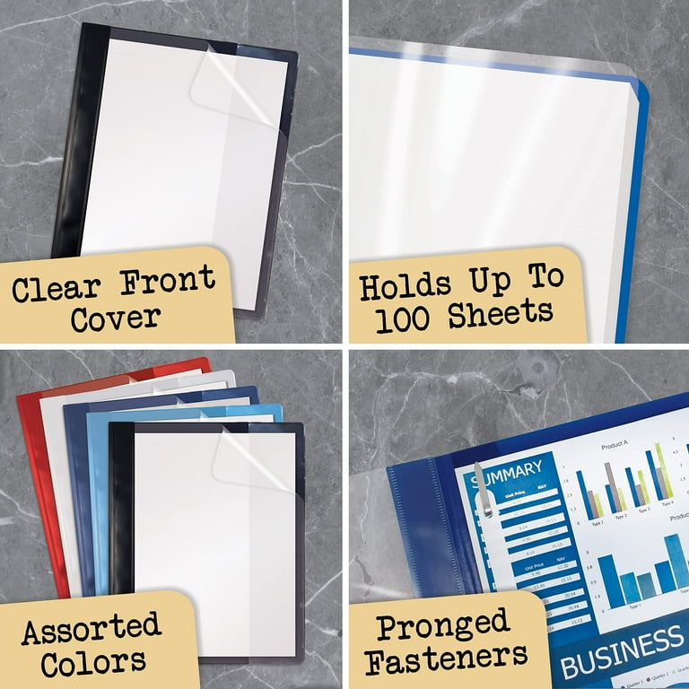 Translucent Poly Clear Front Report Cover, 3 Fastener, 0.5