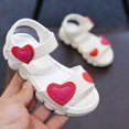 thumbnail image 2 of LNMQLPDBS Toddler Girl Sandals Cartoon Heart Decoration Open Toe Soft Sole Princess Sandals Easy to Put On Non Slip Beach Shoes Casual Girls Summer Shoes for Outdoor Athletic White 18-24 Months, 2 of 7