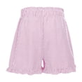 thumbnail image 5 of HOWPAY Womens Shorts Striped High Waisted Elastic Wide Leg Bottoms with Pockets Casual Lightweight Summer Workout Sports Lounge Shorts Pink M, 5 of 5