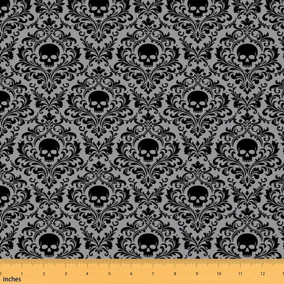 Manfei Halloween October Fabric by the Yard 1 Yard, Haunted Home Decor Fabric by the Yard, Orange