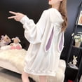 thumbnail image 4 of Autumn Lace Up Hoodies Cartoon Rabbit Pentacle Print Sweatshirt Kawaii Long Sleeve Loose Women Tracksuit, 4 of 5