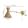 thumbnail image 4 of JONATHAN Y Lily 25" 1-Light Mid-Century Vintage Retro Rattan/Metal USB Charging Swing Arm LED Sconce with Pull Chain, Light Brown/Brass Gold, 4 of 12
