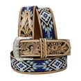 thumbnail image 2 of 38  Western 2" Wide Floral Tooled Beaded Inlay Genuine Leather Belt 26FK33U2, 2 of 3