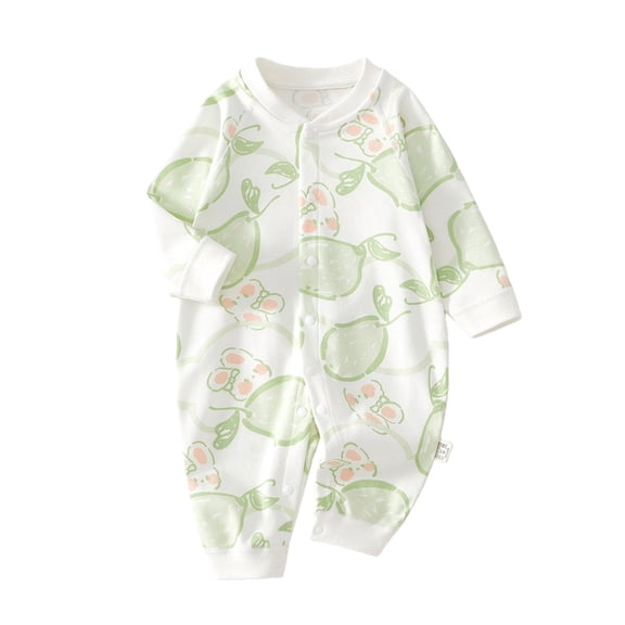 YunPes Newborn Baby Girls & Boys Soft Cotton Rompers Button Long Sleeve Onepieces 0-24 Months Unisex Footless Infant Bodysuits
