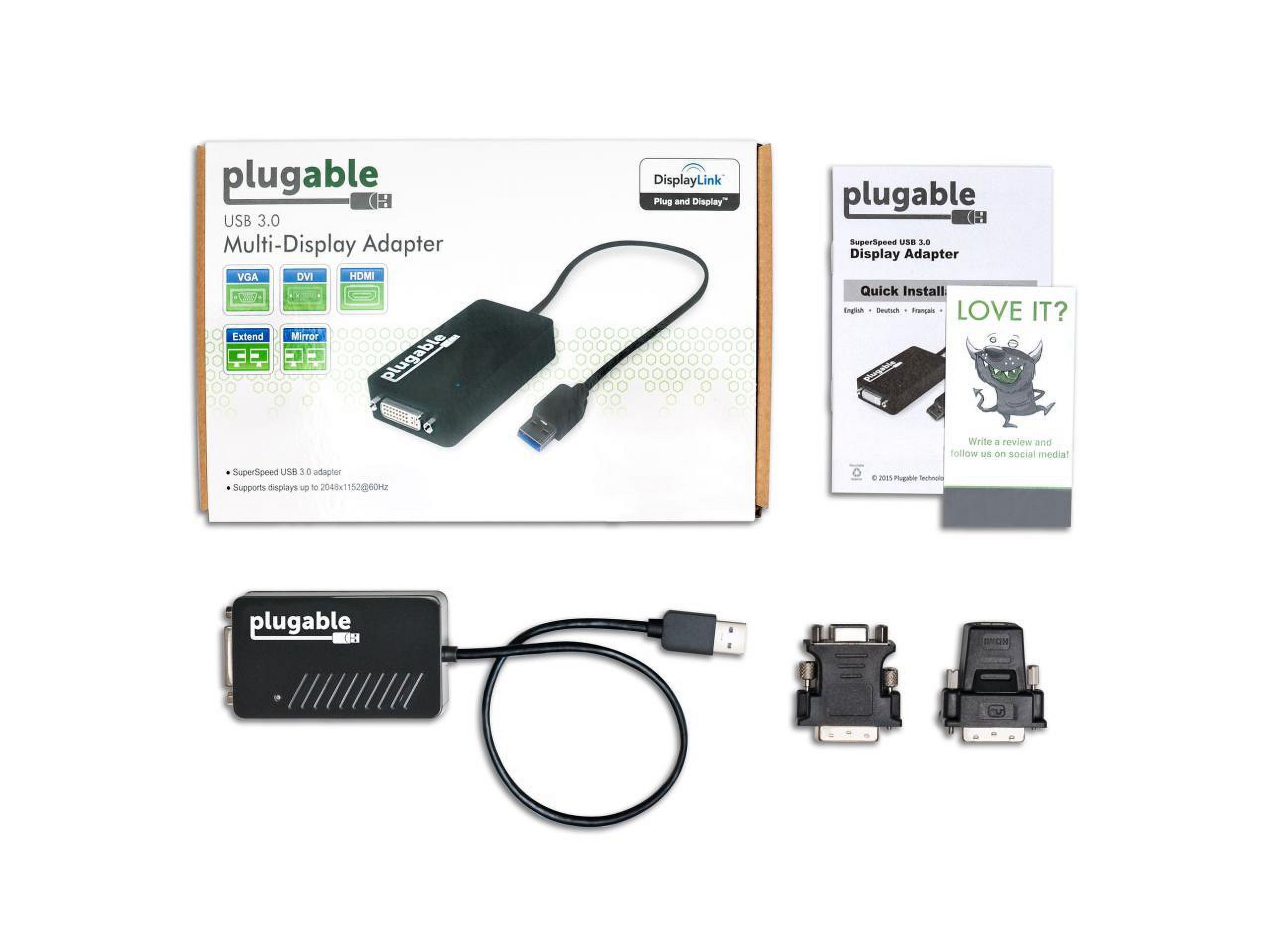 Plugable USB 3.0 to DVI/VGA/HDMI Video Graphics Adapter for Multiple Monitors up to 2048x1152 Supports Windows 11, 10, 8.1, 7, XP, and Mac 10.14+ - image 5 of 8