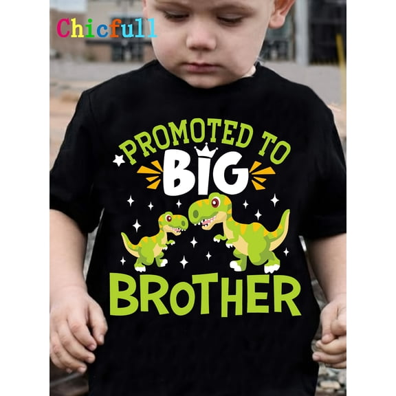 children’s wear Funny Dinosaur Promoted to Big Brother T-Shirt for Toddler Boys Cute Kids Graphic Tee Sibling Announcement Top