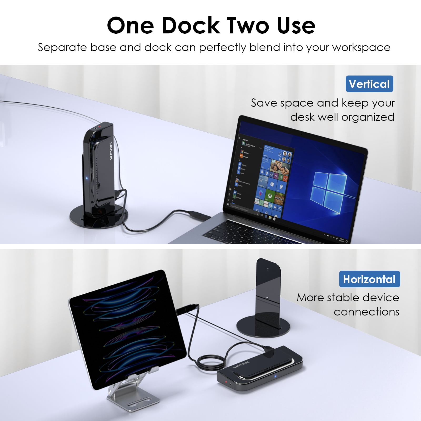 Wavlink USB 3.0 Universal Laptop Docking Station, Compatible with MacBook Neo 13-in-1 USB-C Hub Dual Monitor for Mac, Windows, Thunderbolt 3&4, USB4,  HDMI and DVI/VGA/HDMI, Gigabit Ethernet
