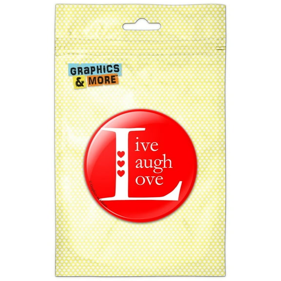 Live Laugh Love Red Pinback Button Pin Badge